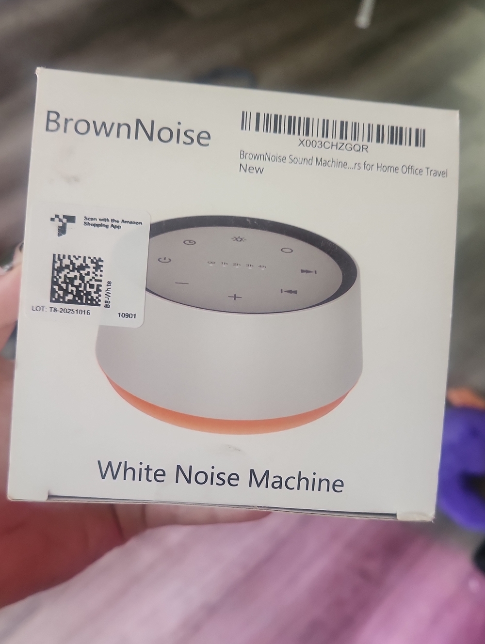 BrownNoise White Noise Machine - White with Orange Accent